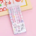 Erasable gel pens set 6pcs 0.5mm blue ink cute cartoon student stationery PVC box. - Cute Bear / 6 Pieces/Pack