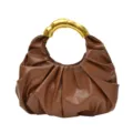 Braune plissierte Handtasche goldener Griff schickes Nischendesign elegante Abendtasche - Kaffee
