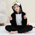 Kids flannel penguin onesie pajamas cute animal costume children soft sleepwear variant - 6Y (105-115cm) / Kids' Penguin Romper