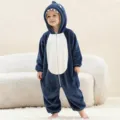 Kids blue shark flannel onesie animal costume cozy hooded sleepwear for children performance - 6Y (105-115cm) / Kids' Shark Onesie