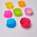 Silicone rose muffin cup 7cm baking mold colorful cake mold for air fryer pastry DIY - Rose / Random Color