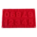 Red silicone number lollipop mold, 0-9 chocolate candy baking tray, DIY cake decorating tool. - Red