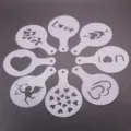 8-piece coffee stencils latte art molds cappuccino decorating tools baking templates - Red Christmas (38550) / Red