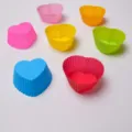 Heart silicone muffin cup baking mold, colorful cake cup pastry tool for air fryer - Heart / Random Color