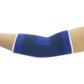 Sport elleboog brace compressie ondersteuning mouw elastisch fitness blauw unisex - Elleboogbeschermer / Blauw Zwart Gestreept