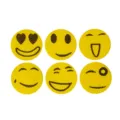Set of 6 yellow smiley face anti mosquito patches with various funny expressions, cute and useful. - Yellow