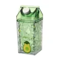 Groene transparante melkkartonvormige dubbelwandige kunststof koude drankbeker met avocadomotief. - 400ml / Avocadostijl 3