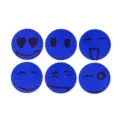 Blauwe ronde anti-muggen pleisters met cartoon smiley gezicht, 6 stuks set, zomer must-have. - Blauw