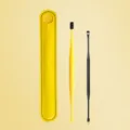 Children silicone ear pick set portable double head earwax removal tool lemon yellow - Two-Piece Set / Yellow