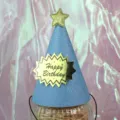 Blue glitter birthday hat with gold star and happy birthday sign for kids party celebration. - Glitter Blue