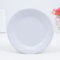 Weisse Einweg Pappteller runde Geschirr fuer Geburtstag Party BBQ Kinder DIY Malerei. - Weiß
