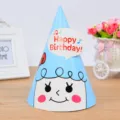 Sombrero de papel azul para fiesta de cumpleaños infantil lindo diseño de cara de dibujos - Estilo de muñeco azul