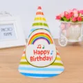 Gorro de fiesta de papel colorido con diseño de arco iris, ideal para celebraciones de cumpleaños. - Estilo Arcoíris