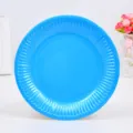Helle blaue Einweg Pappteller runde Partygeschirr für Kinder Kunst DIY Malerei Kuchen servieren - Blau
