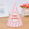 Sombrero de cumpleanos de papel a rayas rosa y blanco, sombrero conico festivo para ninos y adultos. - Estilo de rayas rosas