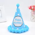 Cappello di compleanno blu con pon pon e pois per decorazione festa bambini e adulti - Blu a Pois