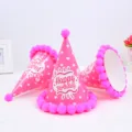 Cappello di compleanno rosa con pon pon per bambini e adulti, grazioso cappello da festa a cuori. - Cuore Rosa