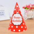 Sombrero de fiesta de papel con lunares rojos para cumpleaños infantil, lindo sombrero cónico. - Rojo de cumpleaños con lunares