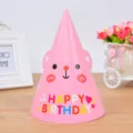 Gorro de cumpleaños de papel de oso de dibujos animados rosa para fiesta de niños accesorio lindo - Estilo Oso Rosa