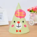 Sombrero de papel de cono para fiesta de cumpleaños infantil lindo oso de dibujos - Estilo Oso Verde