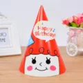 Sombrero cumpleaños papel niño tierno rojo dibujos animados fiesta gorra cónica festiva - Estilo de muñeco rojo
