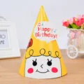Sombrero de fiesta de cumpleaños infantil amarillo lindo sombrero de papel de dibujos - Estilo de muñeco amarillo