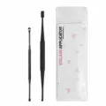 Black dual-head ear pick set with 2 pieces and transparent PP packaging bag for daily care. - Card Bag Set / Black