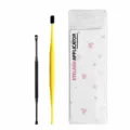 Black and yellow ear pick set with double-headed silicone and metal tools in PP bag. - Card Bag Set / Yellow