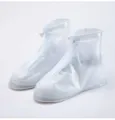 Transparent waterproof rain shoe covers for outdoor hiking PVC reusable shoe protectors. - M / White