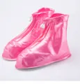 PVC waterproof rain shoe covers for outdoor hiking, reusable zipper boots covers pink. - 2XL / Pink