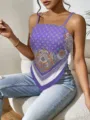 Donna viola stampa cachemire canotta top casual estivo senza maniche spalline sottili - Taglia S / Viola