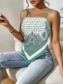 Women stylish green printed bandana strap camisole top casual summer sleeveless crop clothing - Green