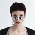 Cyberpunk metal half face mask nose chain gothic cosplay party jewelry accessory detail - Nose
