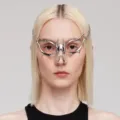 Cyberpunk metal half face mask thorn chain accessory for Halloween cosplay party festival wear. - Eye Jewelry