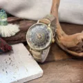 Montre quartz femme style bohème avec cadran mandala coloré et bracelet en toile vintage. - Kaki