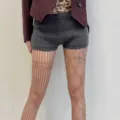 Women hollow out fishnet pantylhose sexy cute heart pattern tights breathable sheer hosiery. - One Size / Brown