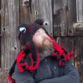 Handmade crochet octopus hat funny novelty warm wool winter beanie party costume black red - One Size / Black Red