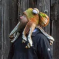 Handcrafted crochet octopus hat, funny tentacle beanie cap for Halloween costume party wear. - One Size / Light Khaki Green