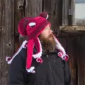 Handmade crochet octopus hat, funny warm woolen headgear for Halloween party & cosplay. - One Size / Rose Red and White