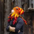 Handmade crochet octopus hat funny red yellow beanie cap warm cute novelty party costume gift - One Size / Yellow/Red