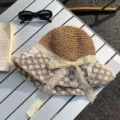 Womens summer straw sun hat with lace bow ribbon, beach sunshade hat for outdoor travel vacation. - Lace Flower Straw Hat / Khaki
