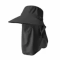 Dark grey sun protection hat with face mask and neck flap, outdoor UV blocking sun cap. - Ice Silk Shawl Face Mask Hat / Dark Gray