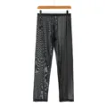 Transparent mesh men's long pants sheer trousers breathable lightweight casual loungewear - S / Black
