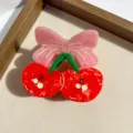 Süße Kirsche Schleife Haarklammer, Acetat Hai Klammer für Mädchen tägliches Haar Styling. - Kirschklaue