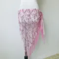 Sciarpa Fianchi Danza del Ventre Paillettes Rosa Catena Vita Nappe Gonna Danza - Rosa