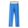 Men's sheer mesh casual long pants variant in vibrant blue color, lightweight and breathable. - Blue
