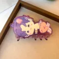 Purple acrylic hair claw with cute anime character design, great detail view for kids hair style. - Purple Cartoon Animal (6079403601001) / Purple