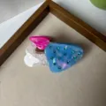 Mushroom rhinestone acetate hair claw clip detail showcasing vibrant colors and sparkling stones. - Blue Mushroom