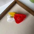 Rhinestone mushroom hair claw clip, acetate stylish hair accessory for women detail view. - Red Mushroom