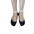 Cute Lolita lace strap boat socks sweet cotton invisible socks for daily wear and home - One Size / Black & White Lace